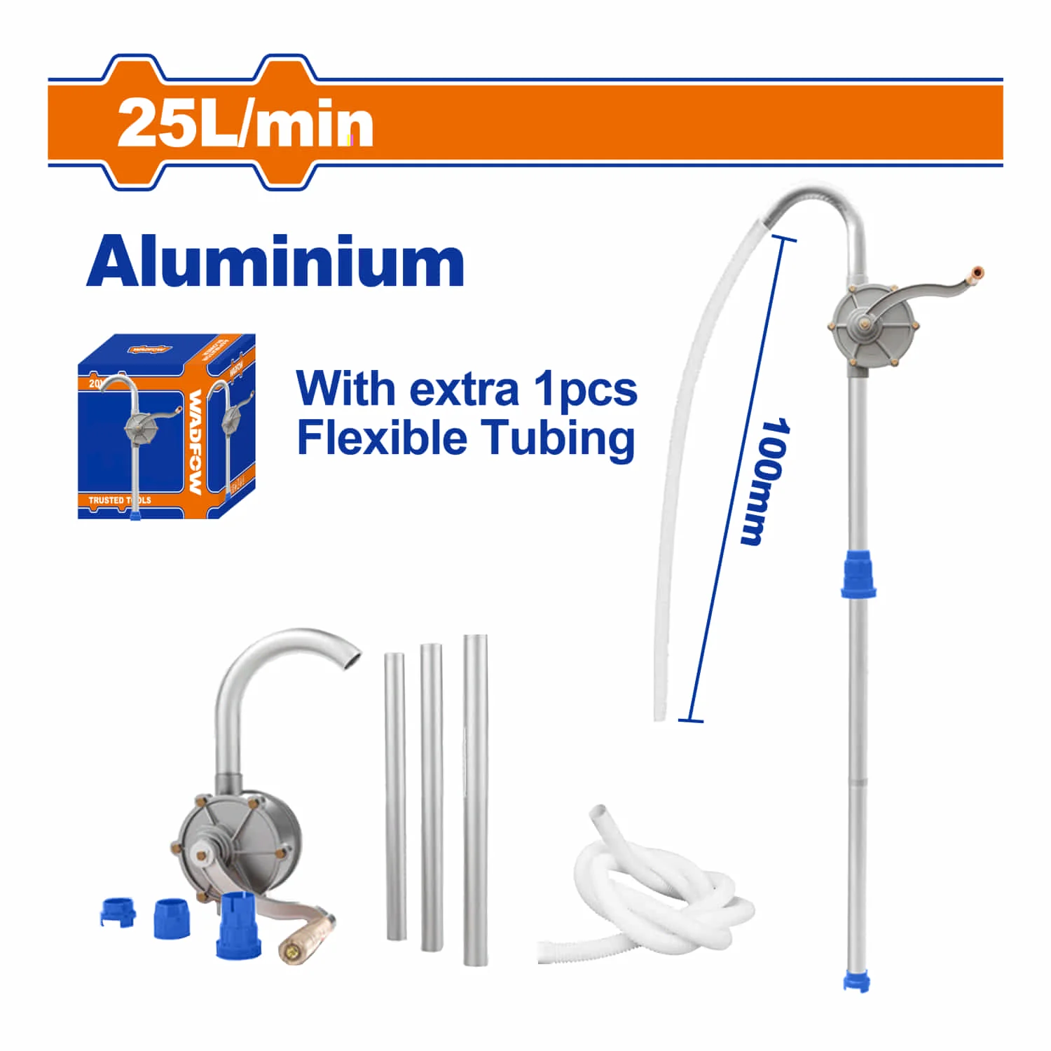 Bomba De Aceite Manual De Aluminio. Tasa De Bombeo 25L/Min. Long.127Cm Incluye Tubo Flexible. - Image 2
