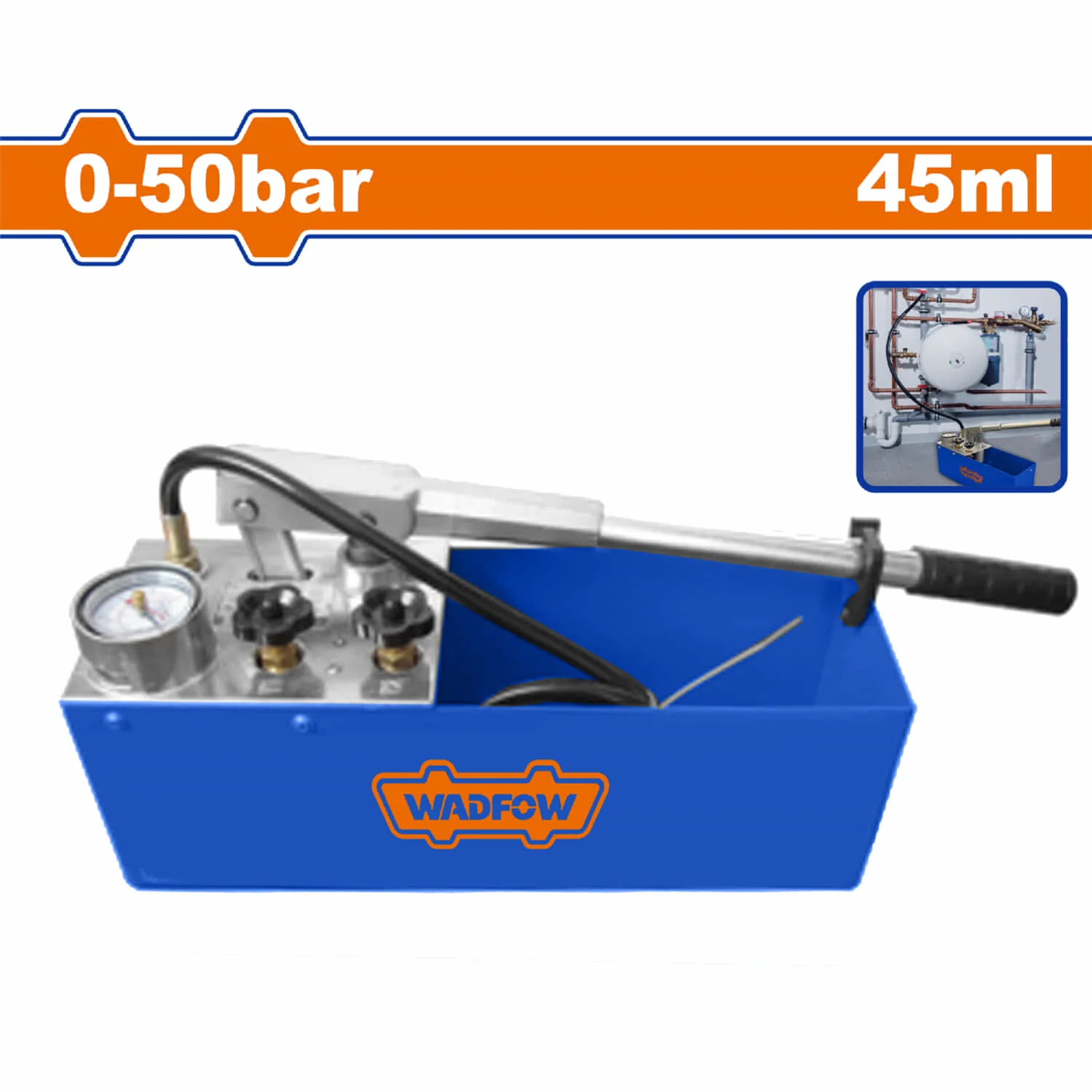 Bomba De Prueba De Presión 0-50Bar Manómetro De Dos Unidades. Volumen De Flujo: 45Ml. Tanque 12L Ajuste Preciso. Probador De Presión.