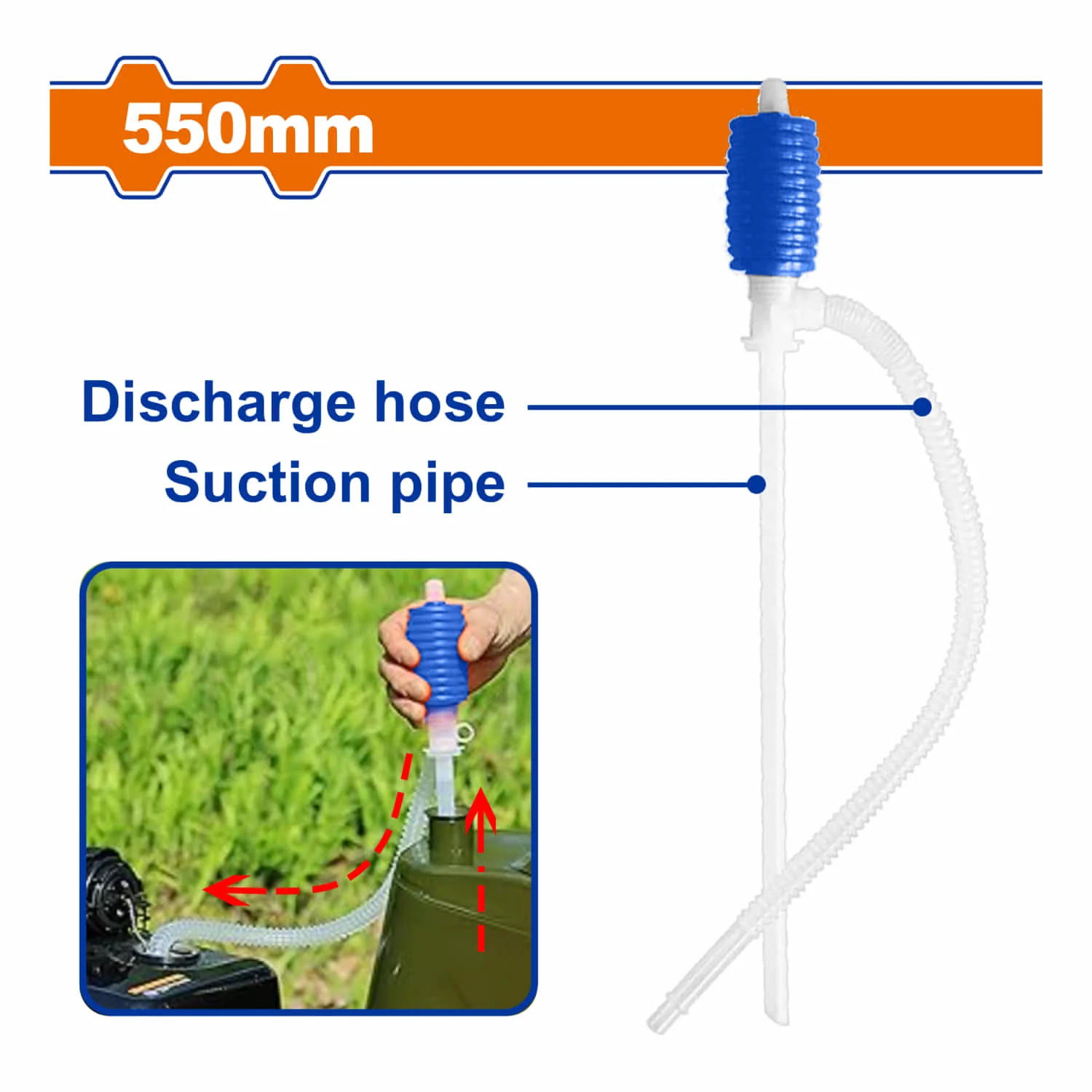 Bomba De Trasvase Sifón Agua Manual De Plástico 550Mm Material: PE. Se Utiliza Para Transferir Combustible Líquidos Rápidamente. Bomba De Transferencia De Líquidos. - Image 2