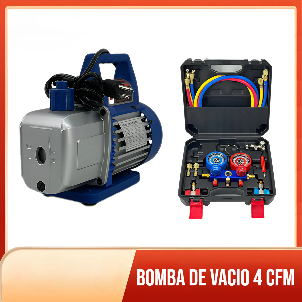 Bomba De Vacio 4 CFM. Herramienta De Recarga De Aire Acondicionado Y Refrigerador