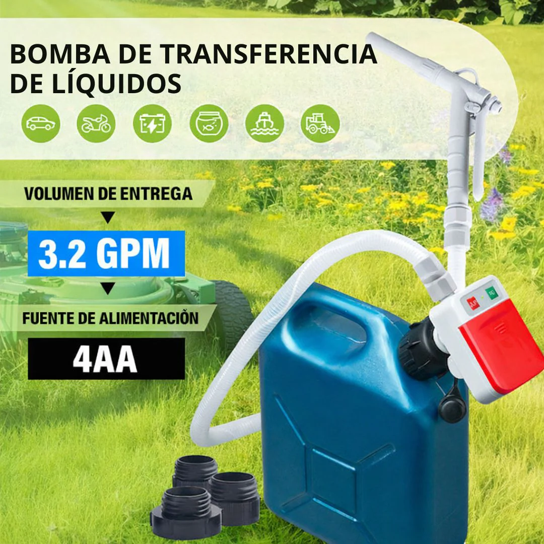 Bomba Eléctrica Portátil Para Transferencia De Combustible Extractor De Gasolina Portátil  3.2 GPM Con Manguera. Transferidor Compatible Con Bidones De Gasolina Y Diésel. FN 901M - Image 2