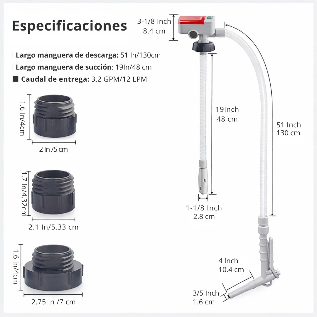 Bomba Eléctrica Portátil Para Transferencia De Combustible Extractor De Gasolina Portátil  3.2 GPM Con Manguera. Transferidor Compatible Con Bidones De Gasolina Y Diésel. FN 901M - Image 6