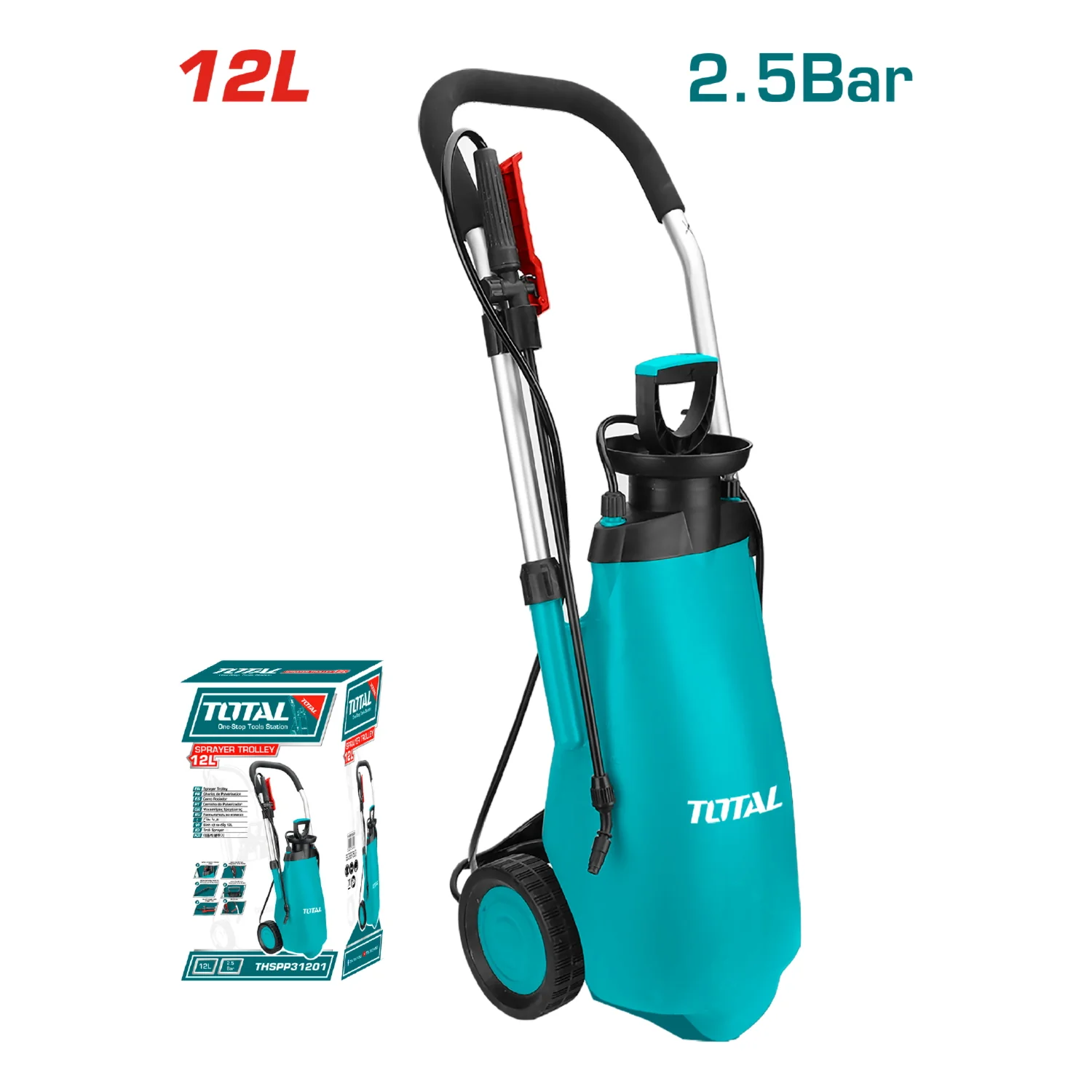 Bomba Rociador Spray De Presión 12 Litros TOTAL TOOLS Para Fumigar Con Ruedas - Image 2