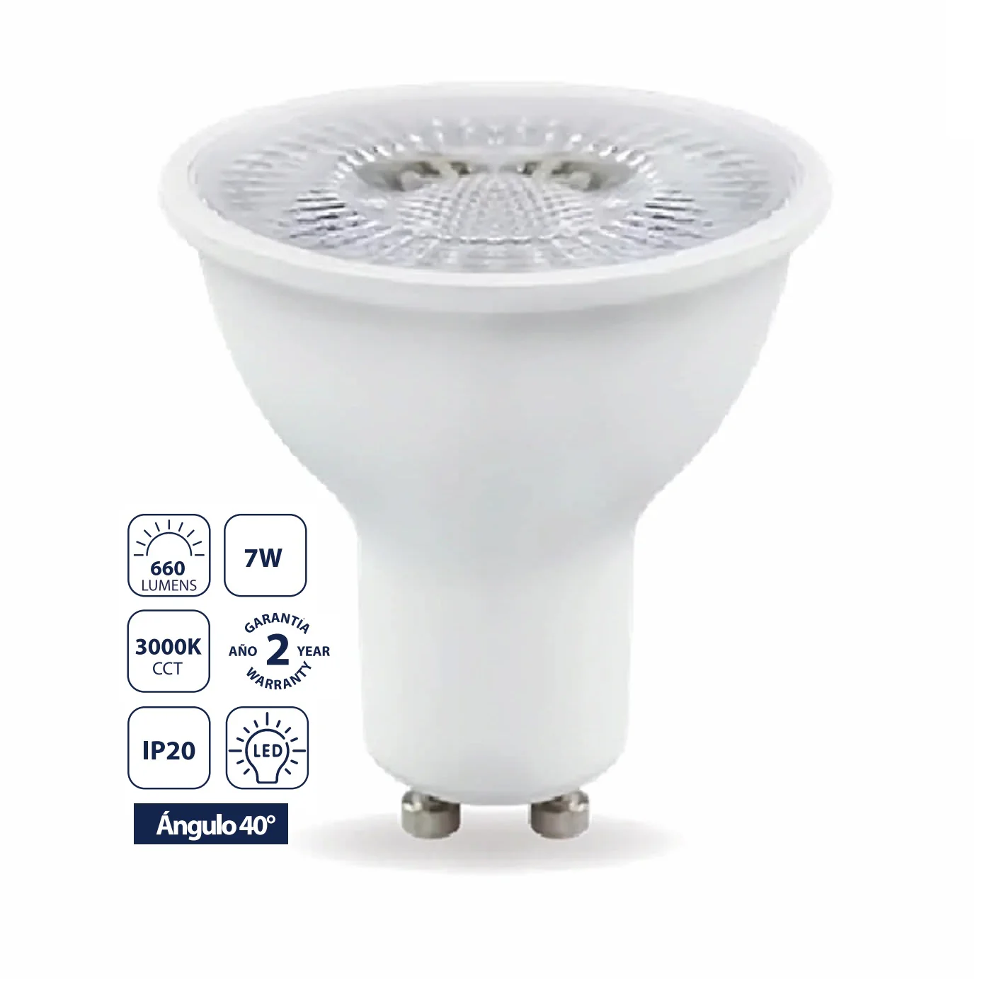Bombillo LED MR16 GU10 7W 3000K Luz Cálida 660 Lm 300° 110-270V Estilo Halógeno. 5X5.5Cm Foco.