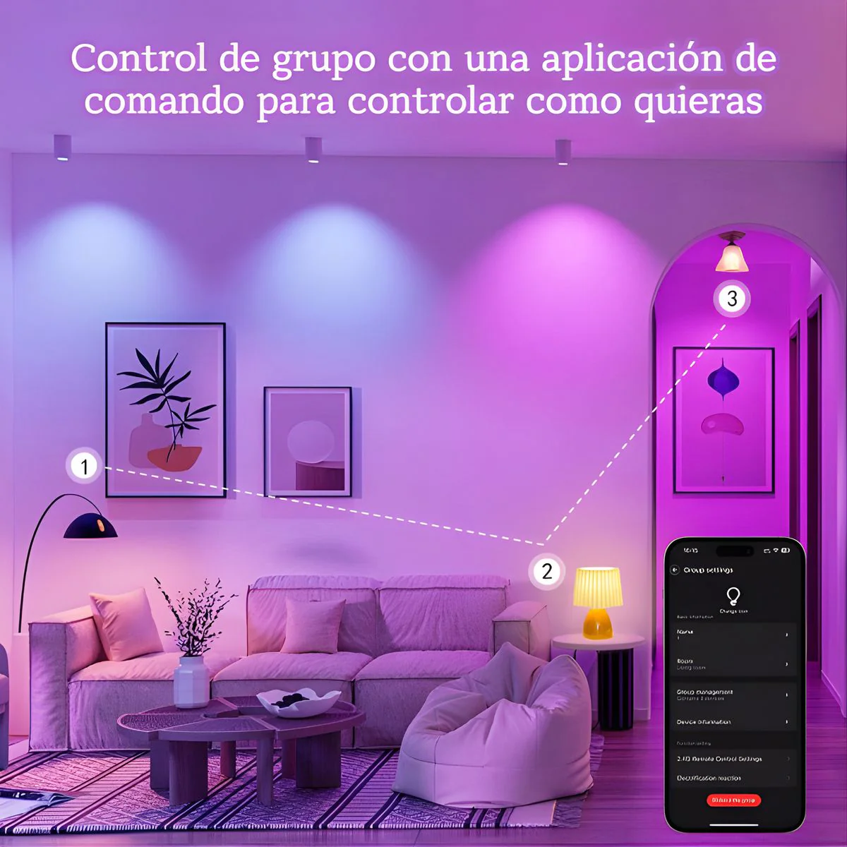 Bombillos LED Inteligentes RGB. Luz Multicolor + Blanco Cálido Y Frío. Focos Smart Con Wifi Y Bluetooth. (Pack De 3 Unidades) - Image 6