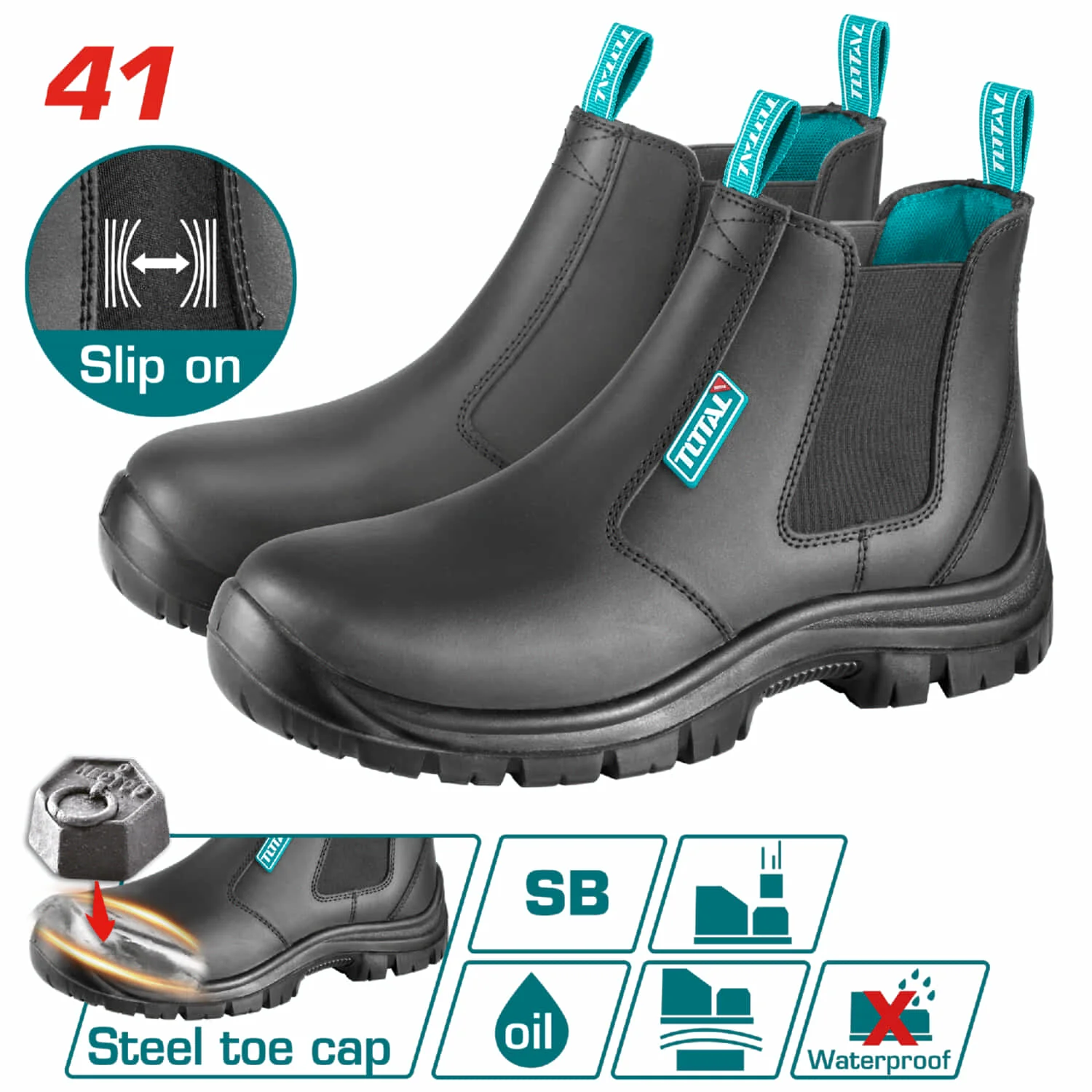 Botas De Seguridad Con Cuero Goma De Ajuste SB: Punta De Acero - Image 4