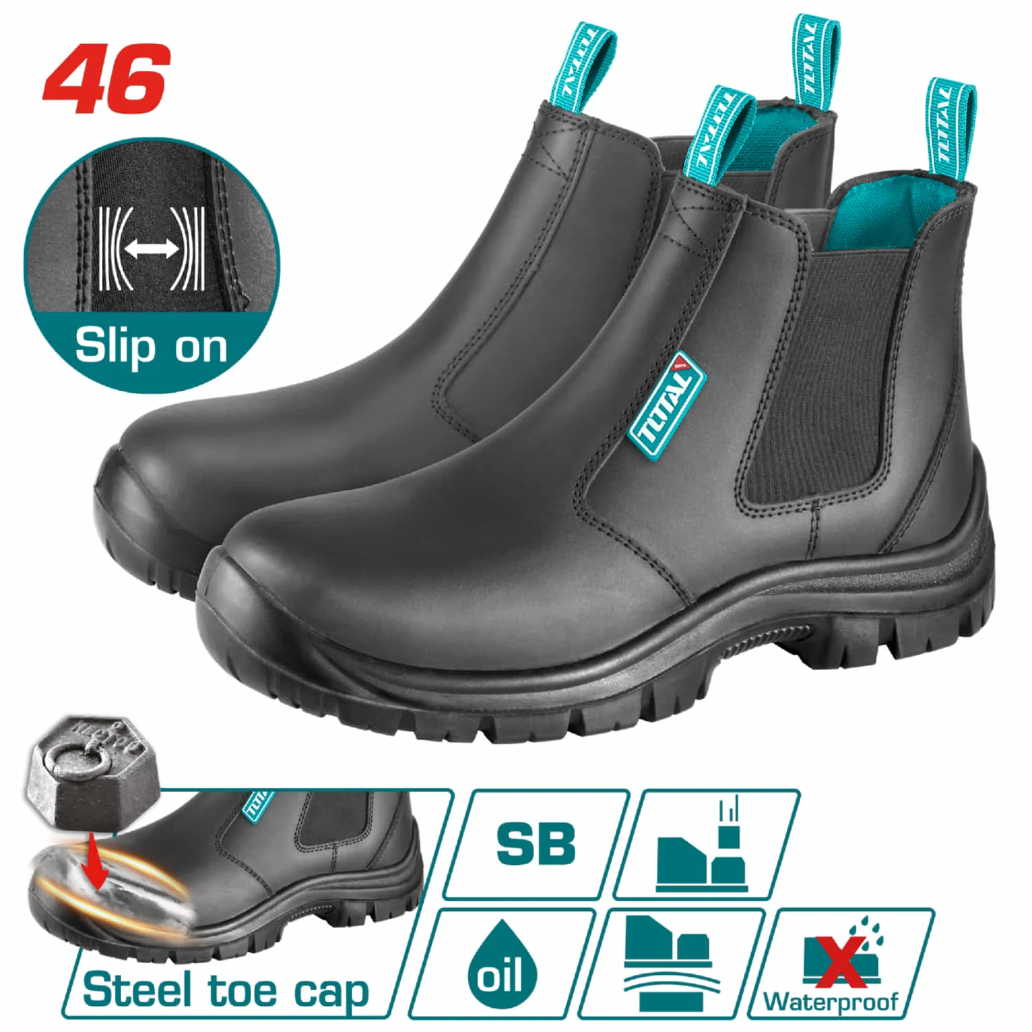 Botas De Seguridad Con Cuero Goma De Ajuste SB: Punta De Acero - Image 9