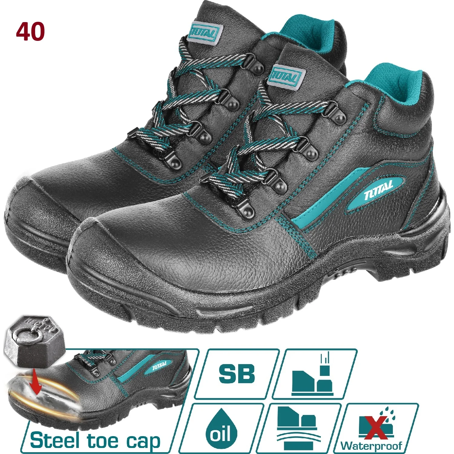 Botas De Seguridad De Cuero Con Punta De Acero. Resistente Al Aceite. - Image 3