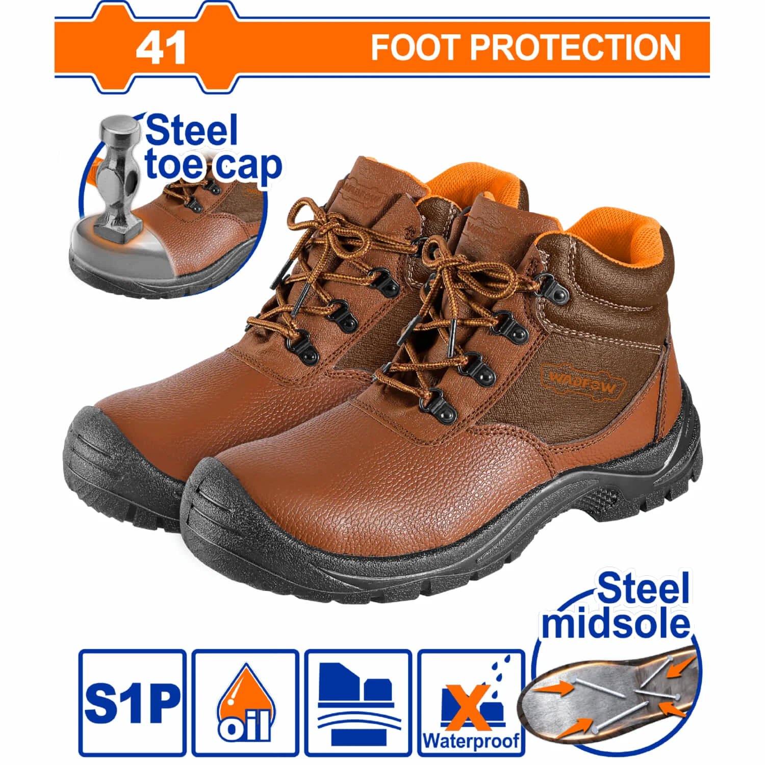 Botas De Seguridad De Cuero Con Punta Y Entresuela De Acero. Cierre Con Cordones. A Prueba De Agua. Se Vende En Par. - Image 4
