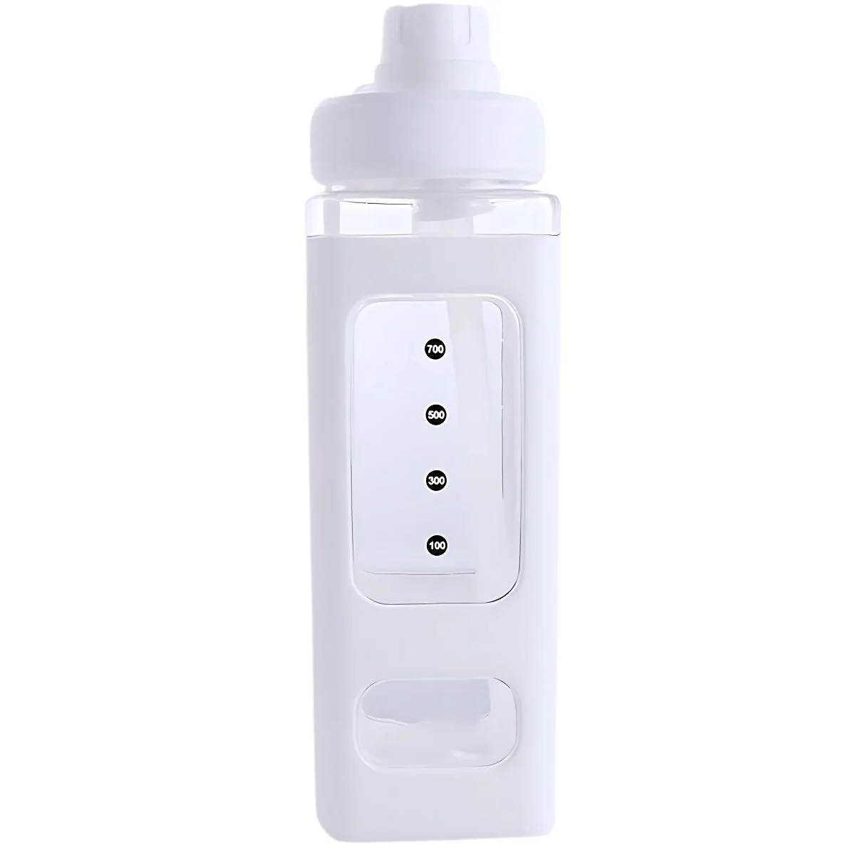 Botella De Agua Plastica 700 Ml. Termo Cuadrado Blanco. BPA Free (23.7 Fl Oz).