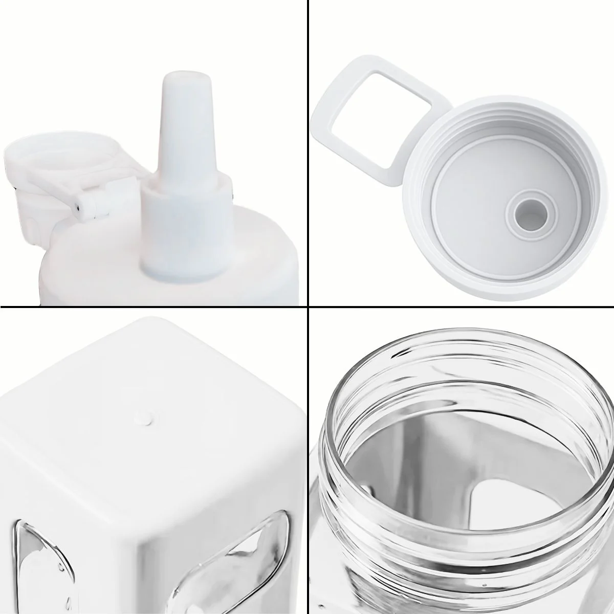 Botella De Agua Plastica 700 Ml. Termo Cuadrado Blanco. BPA Free (23.7 Fl Oz). - Image 2