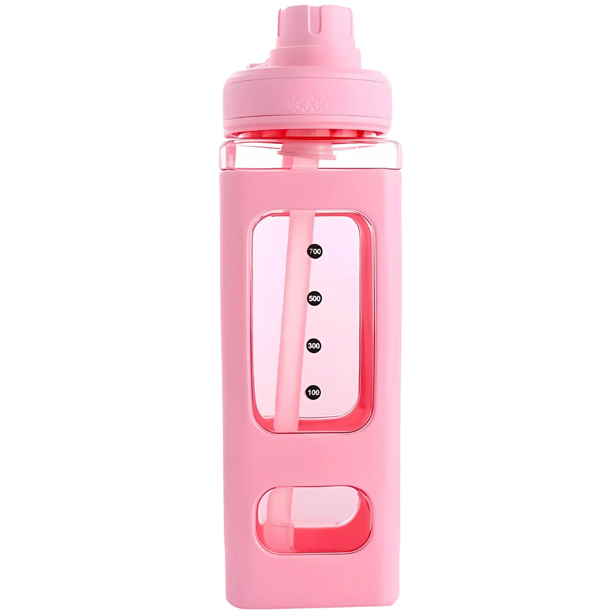 Botella De Agua Plastica 900Ml. Termo Cuadrado Rosa. BPA Free (23.7 Fl Oz).