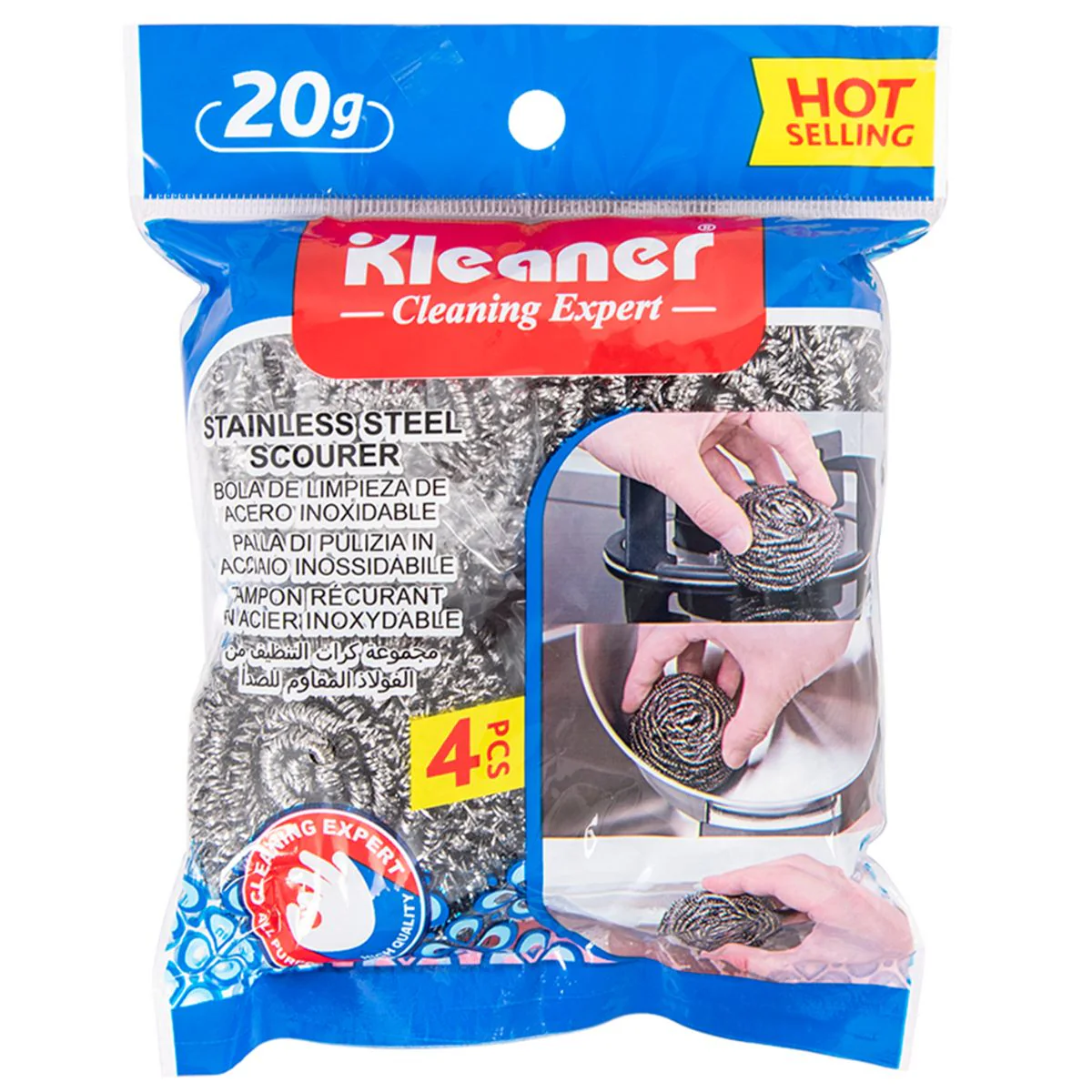 Brillo Para Fregar (20G). Pack De 4 Unidades. Fibra Metálica De Acero Inoxidable. - Image 2