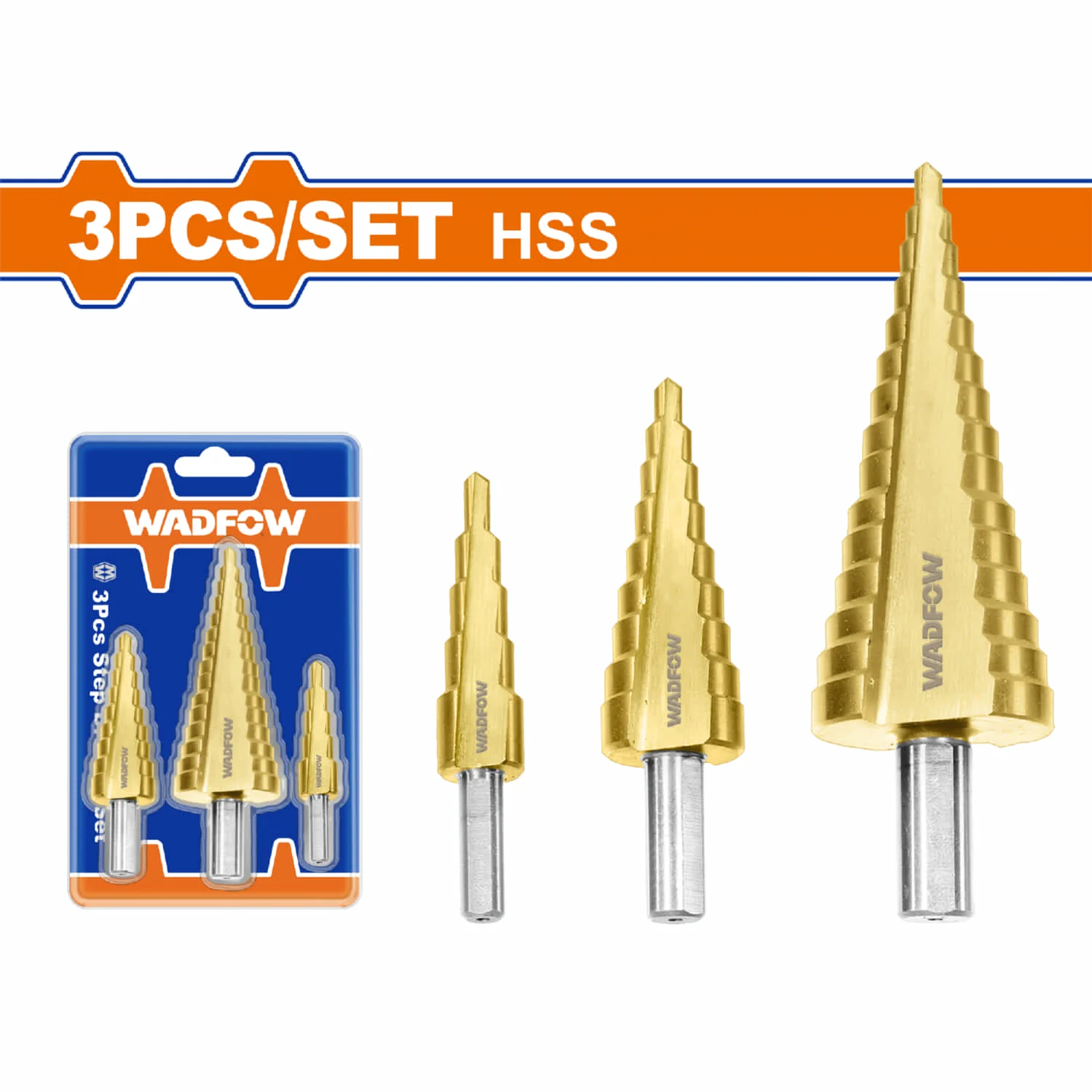 Brocas Escalonadas HSS. Alta Velocidad. 4-12Mm, 4-20Mm, 4-32Mm. Espesor: ≤3Mm. Set 3 Pzas.
