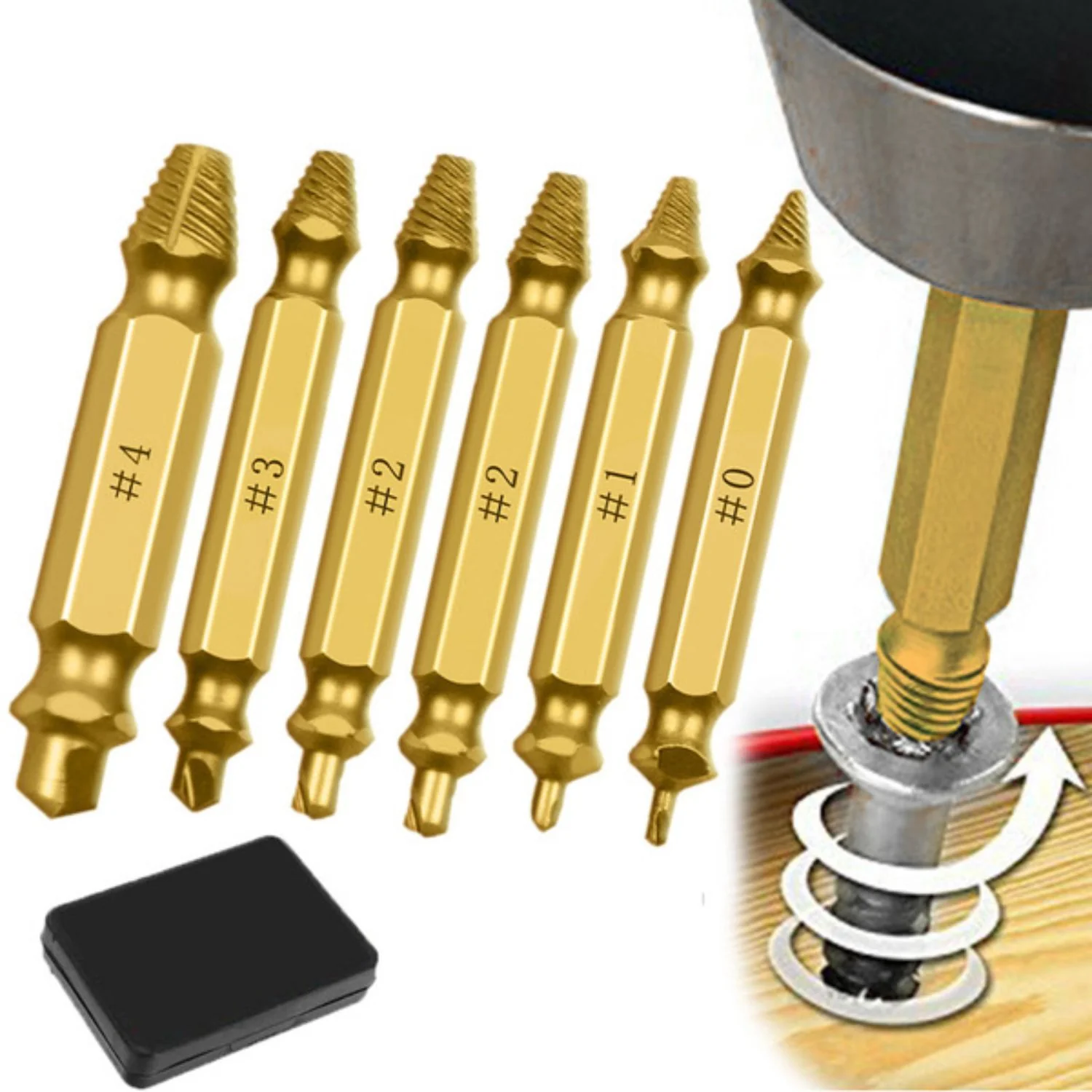 Brocas Extractoras De Tornillos Dañados Y Pernos Rotos # HSS 4341. HRC 62-63 Set De 6 Piezas.