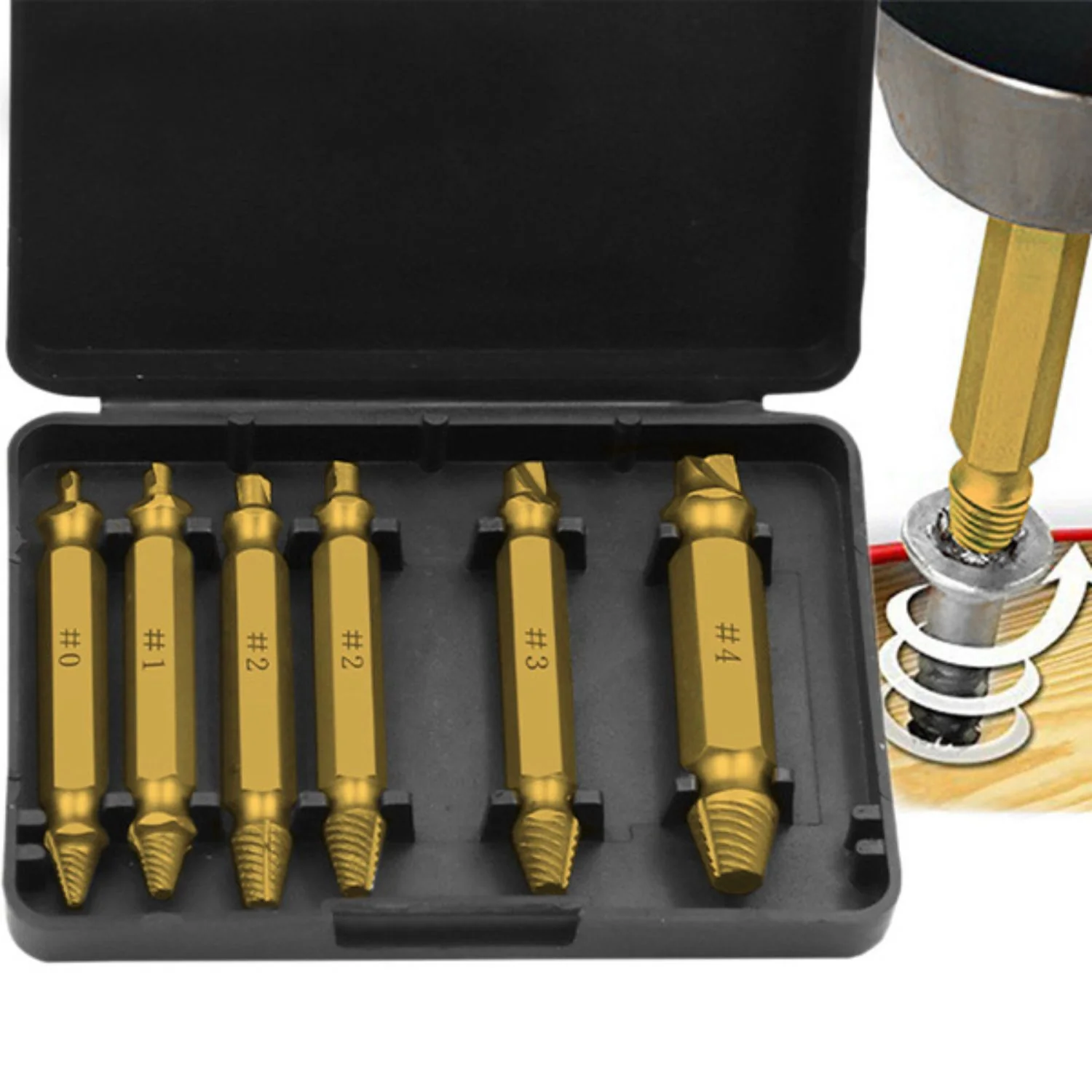Brocas Extractoras De Tornillos Dañados Y Pernos Rotos # HSS 4341. HRC 62-63 Set De 6 Piezas. - Image 3