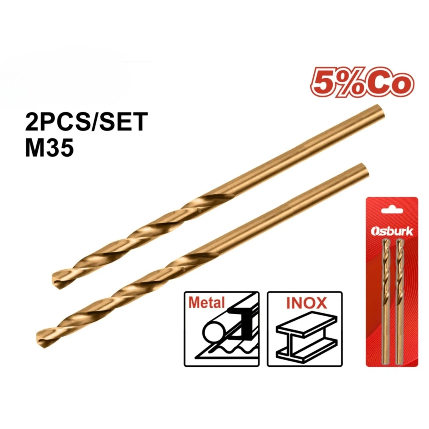 Brocas HSS Acero Alta Velocidad. Ideal Para Metal. Punta 135° Cobalto 5% Se Vende En Set.