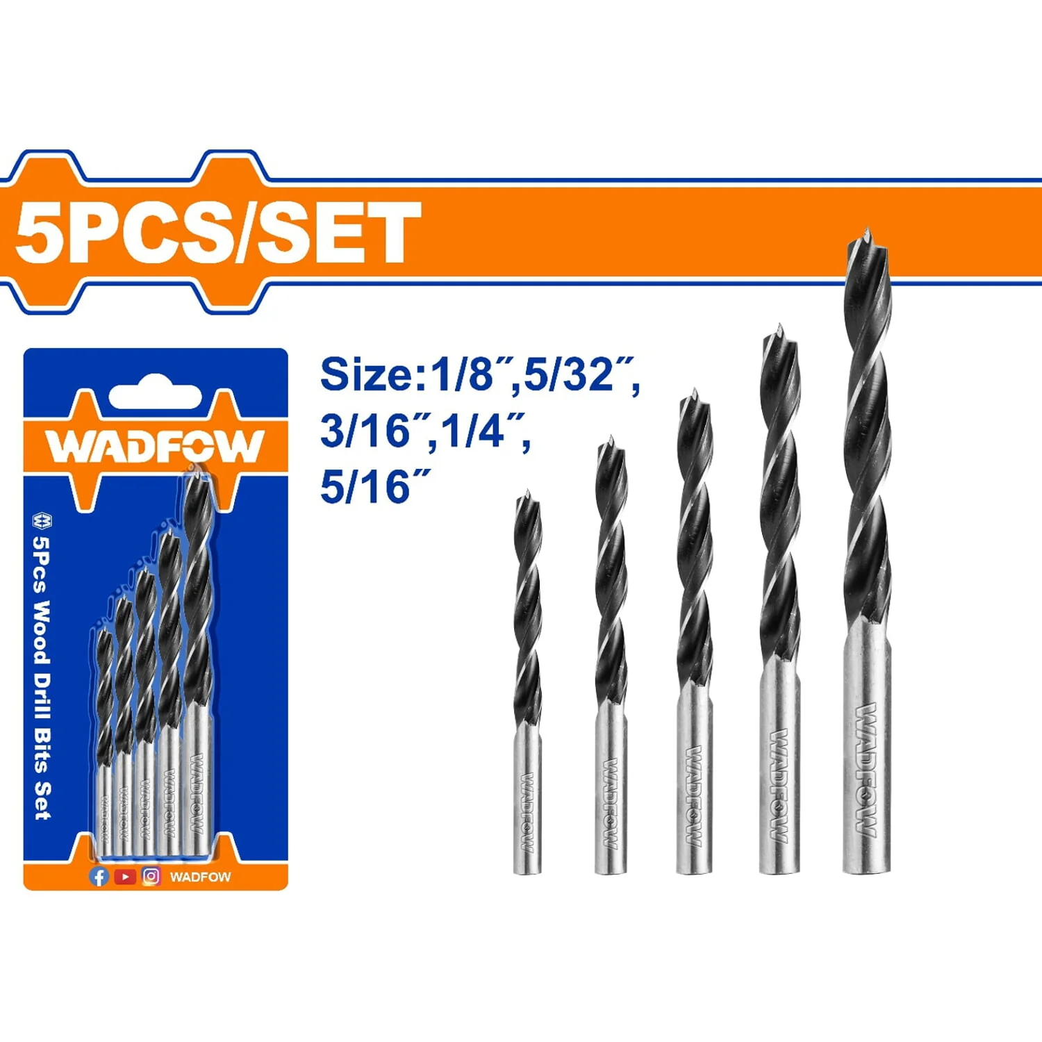 Brocas Para Madera Tipo Gusano. 5 Pzas. Tamaños: 1/8",5/32",3/16",1/4", 5/16". - Image 2