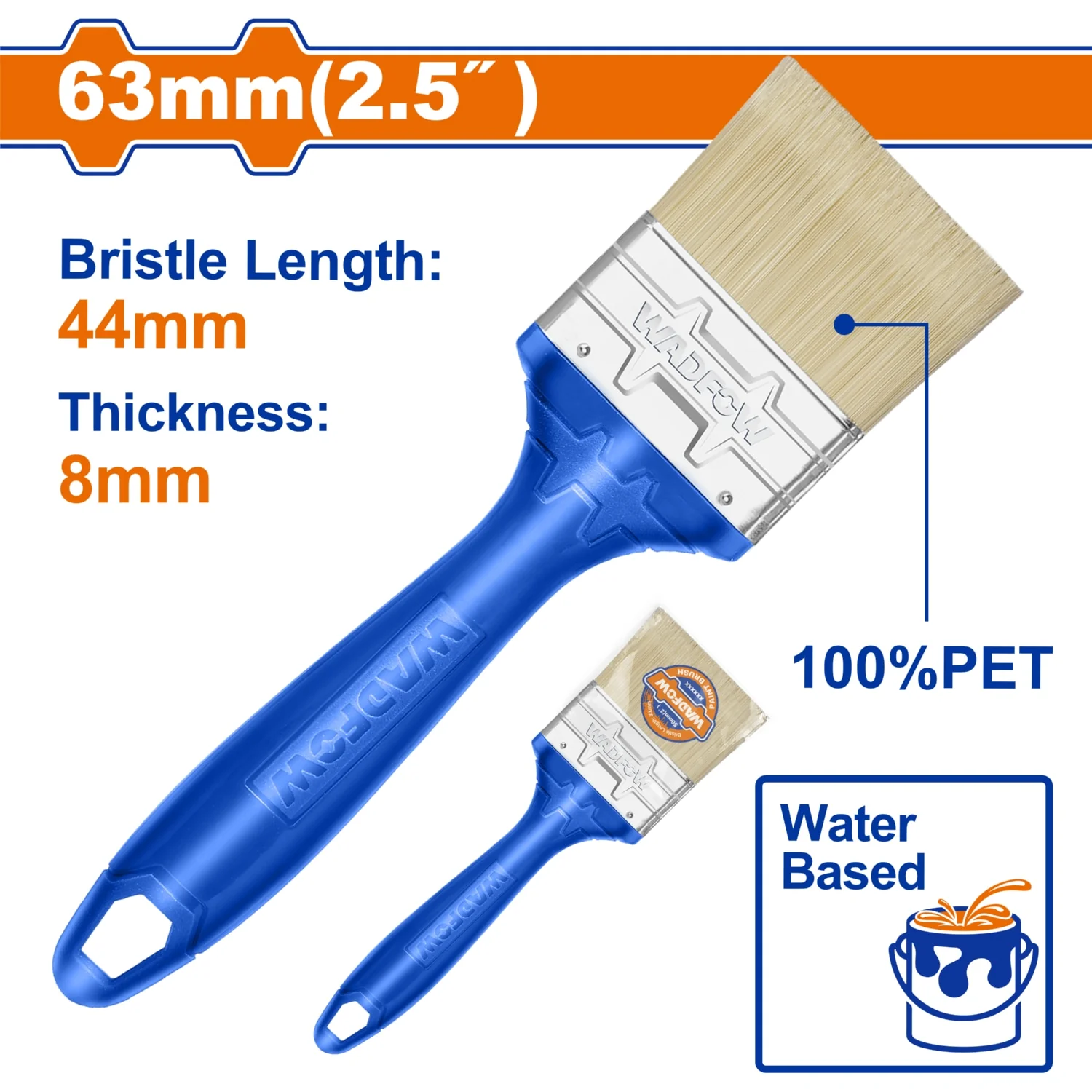 Brocha Para Pintar 63Mm(2.5"). Cerdas 100% PET. Pintura A Base De Agua. Long: 44Mm. Grosor: 8Mm. - Image 2
