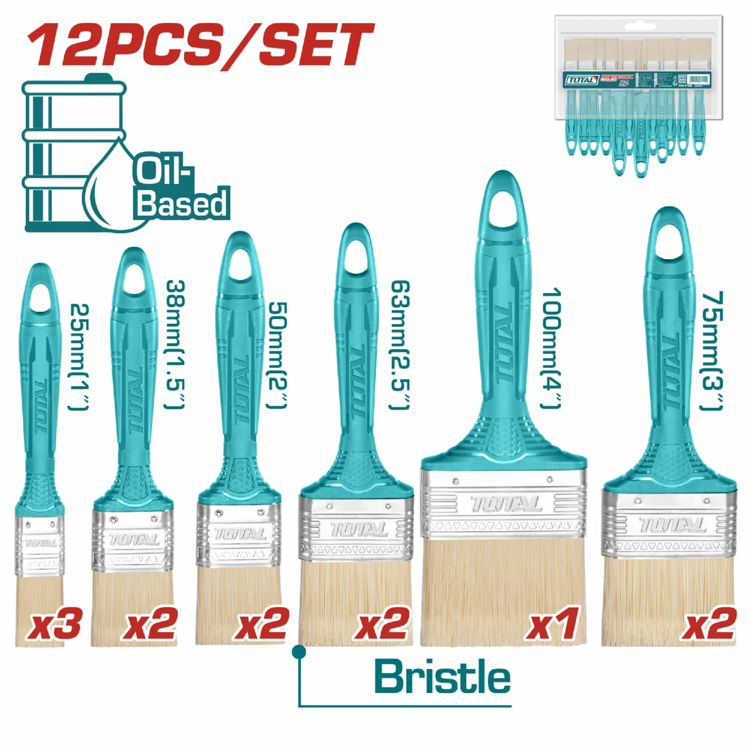 Brochas Para Pintura A Base De Aceite. Set 12 De Piezas. Tamaños Variados De 1" A 4".