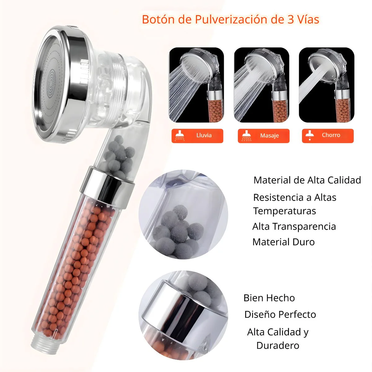Filtro De Ducha Cabezal De Regadera De Mano De Alta Presión Con Filtro Purificador, Manguera De 1.5 M De Tubo Reforzado. Cabezal De Regadera. - Image 2