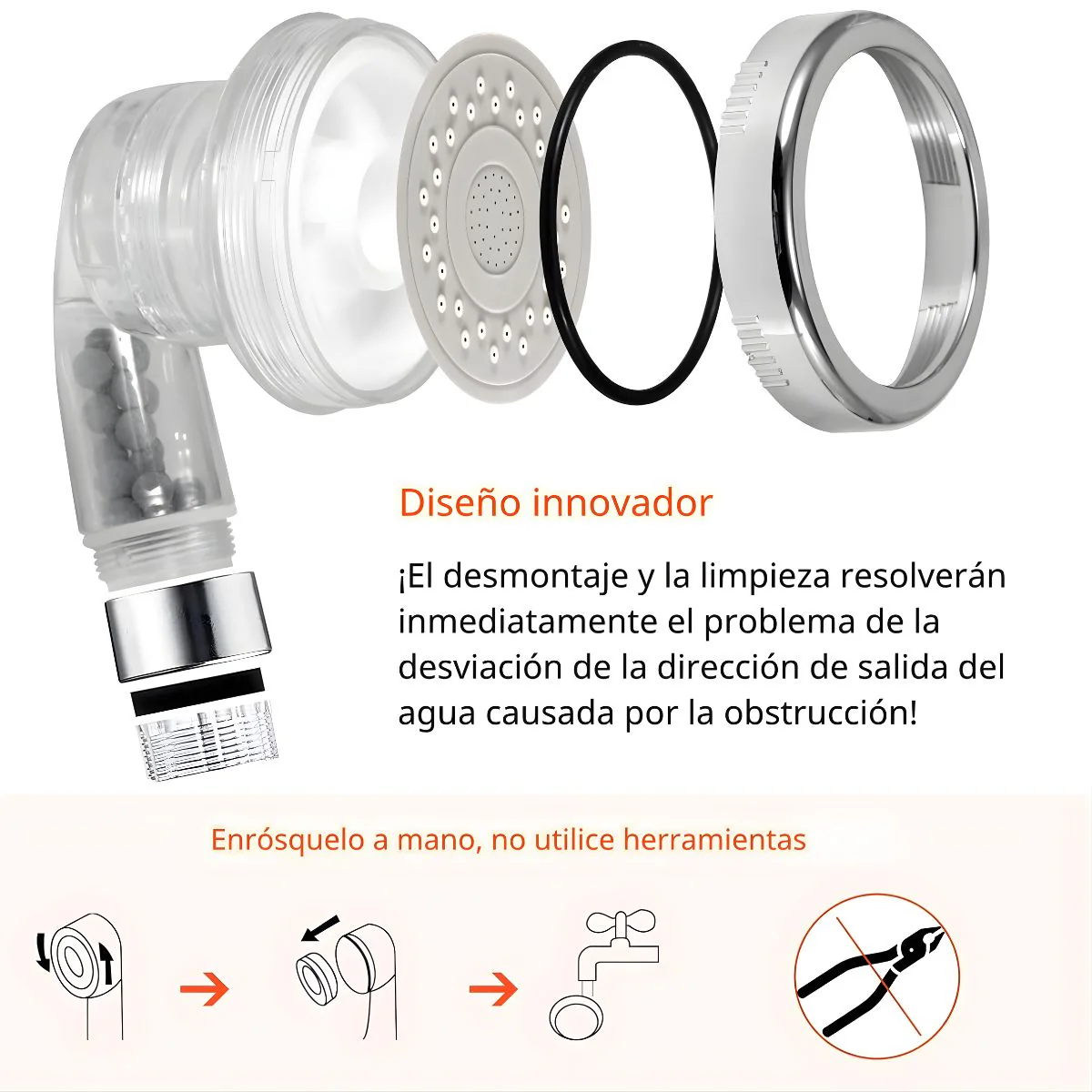 Filtro De Ducha Cabezal De Regadera De Mano De Alta Presión Con Filtro Purificador, Manguera De 1.5 M De Tubo Reforzado. Cabezal De Regadera. - Image 4