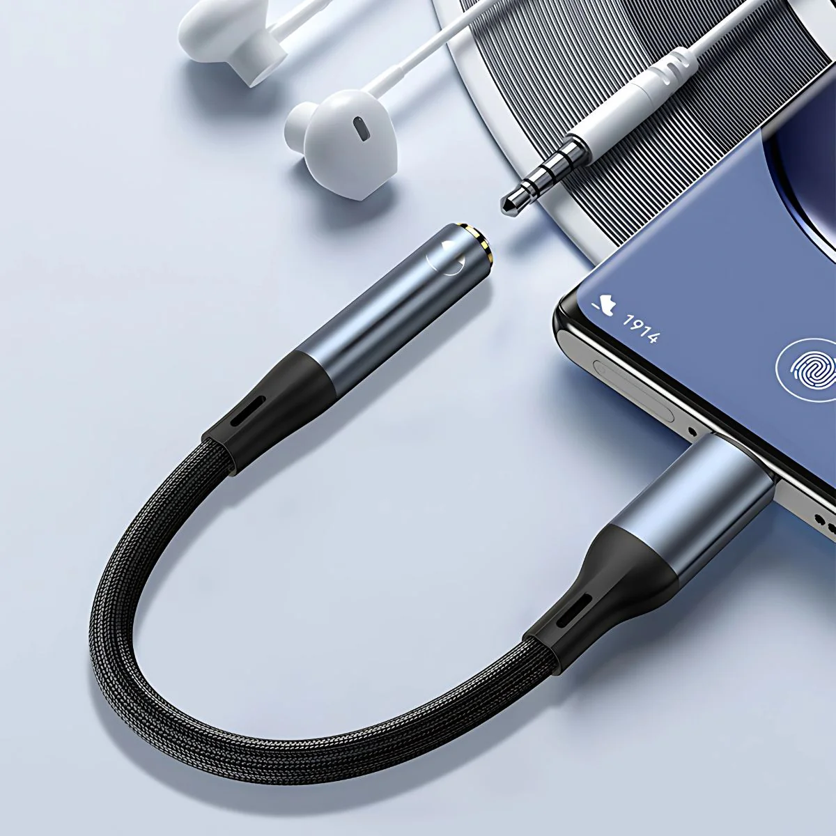 Cable Adaptador De Audio USB-C A AUX (Jack 3.5Mm) Para Conectar Audífonos A Celular. Largo: 15Cm. - Image 2