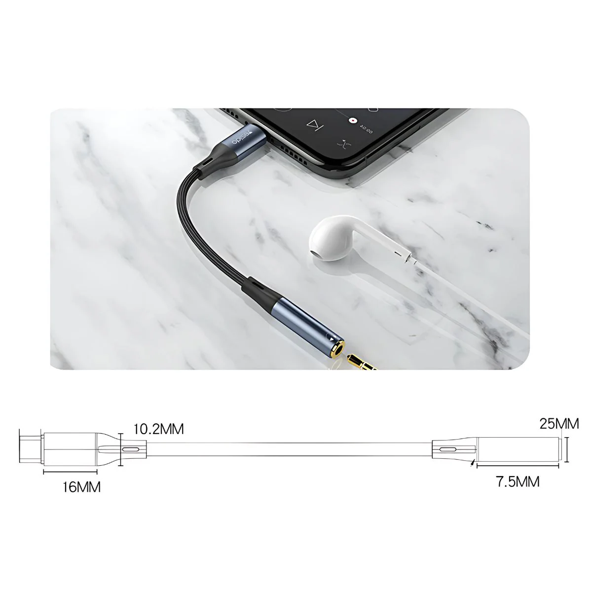 Cable Adaptador De Audio USB-C A AUX (Jack 3.5Mm) Para Conectar Audífonos A Celular. Largo: 15Cm. - Image 4