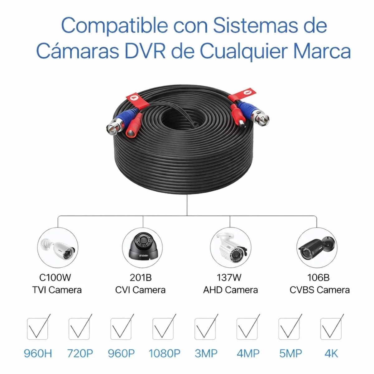 Cable BNC 45 Metros (150FT) Para Cámaras De Seguridad CCTV, Transmisión De Video Estable Para Sistemas DVR - Image 3