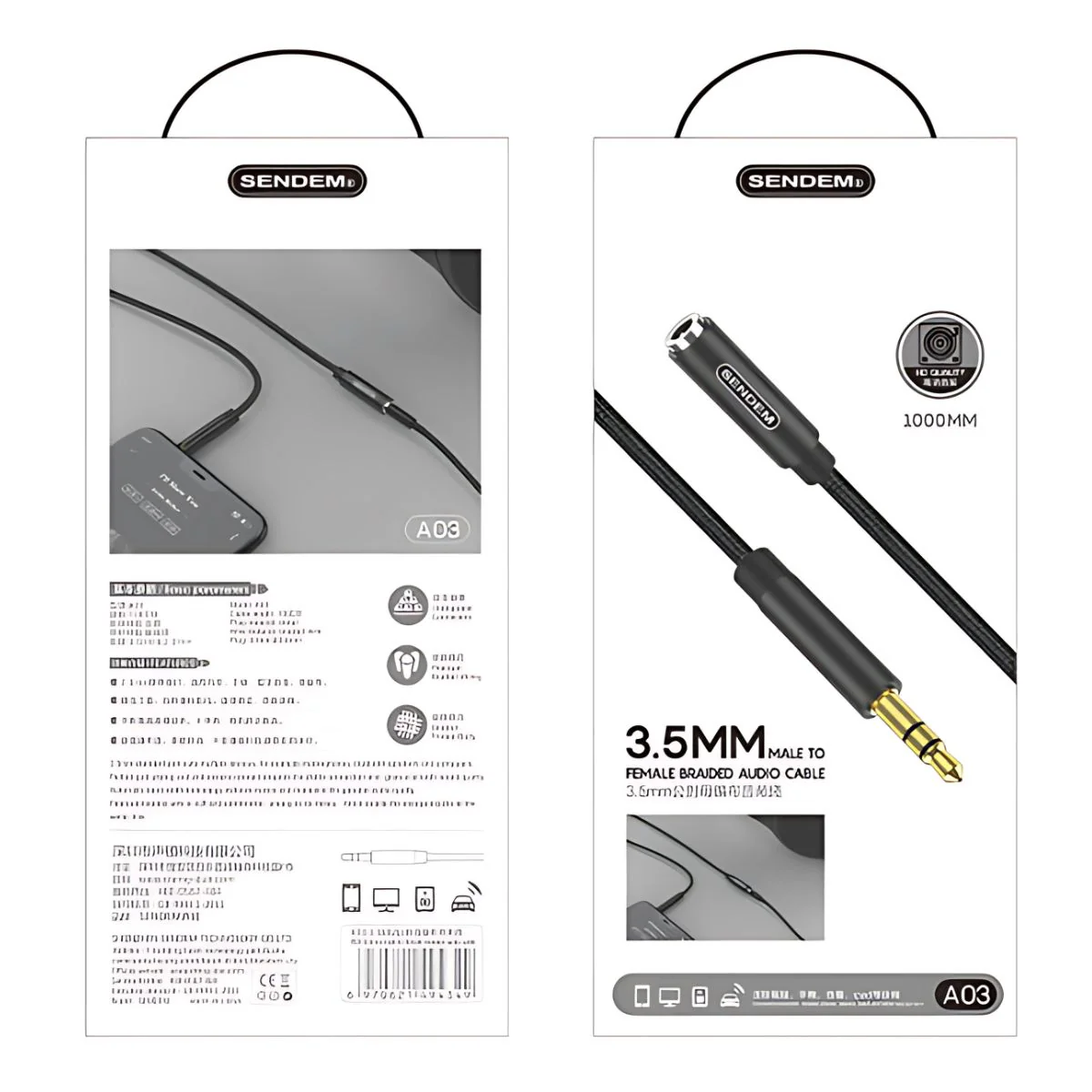 Cable De Extensión Auxiliar 3.5Mm Macho A Hembra De 1 Metro. Compatible Con Audífonos, Computadoras Y Parlantes. - Image 5