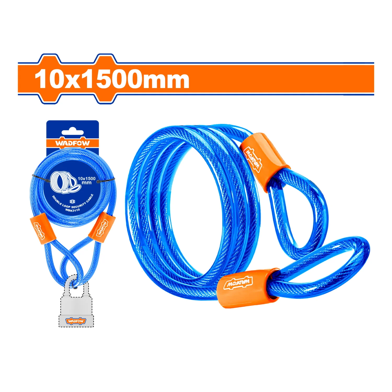 Cable Cadena De Seguridad De Doble Lazo 10X1500mm. Recubierto De PVC Trenzado. Ideal Para Bicicletas. - Image 2
