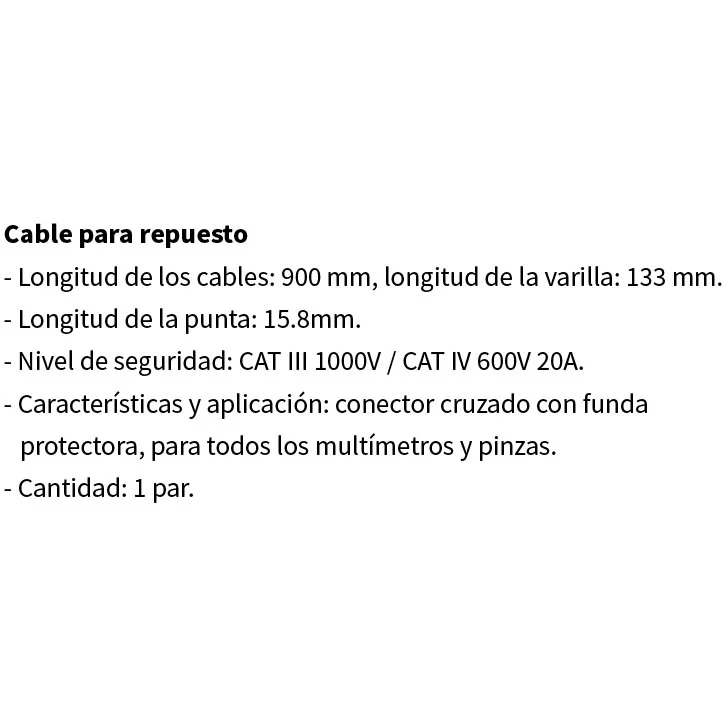 Cable Probador Para Multimetro Longitud: 900 Mm.CAT 1000 V/CAT 600 V 20 A - Image 2
