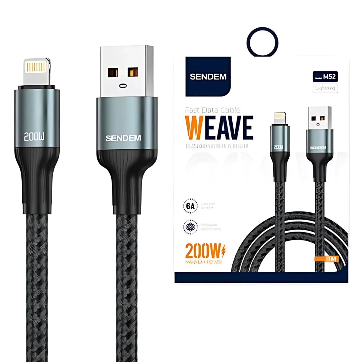 Cable USB A Lightning 1M. Carga Rápida Y Transferencia De Datos. Compatible Con Apple 200W.