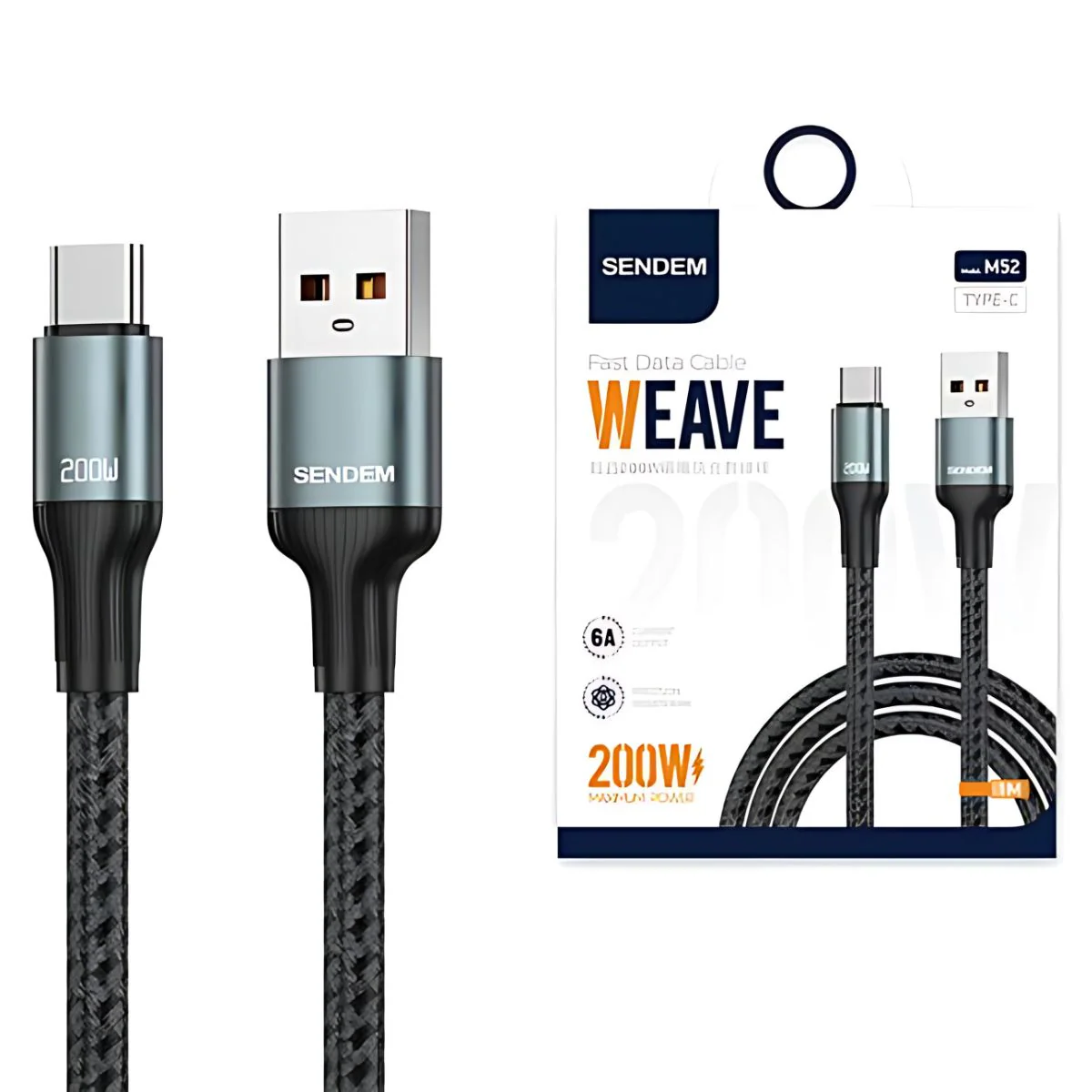 Cable USB A Tipo-C (1 Metro) Carga Rápida Y Transferencia De Datos. 200W