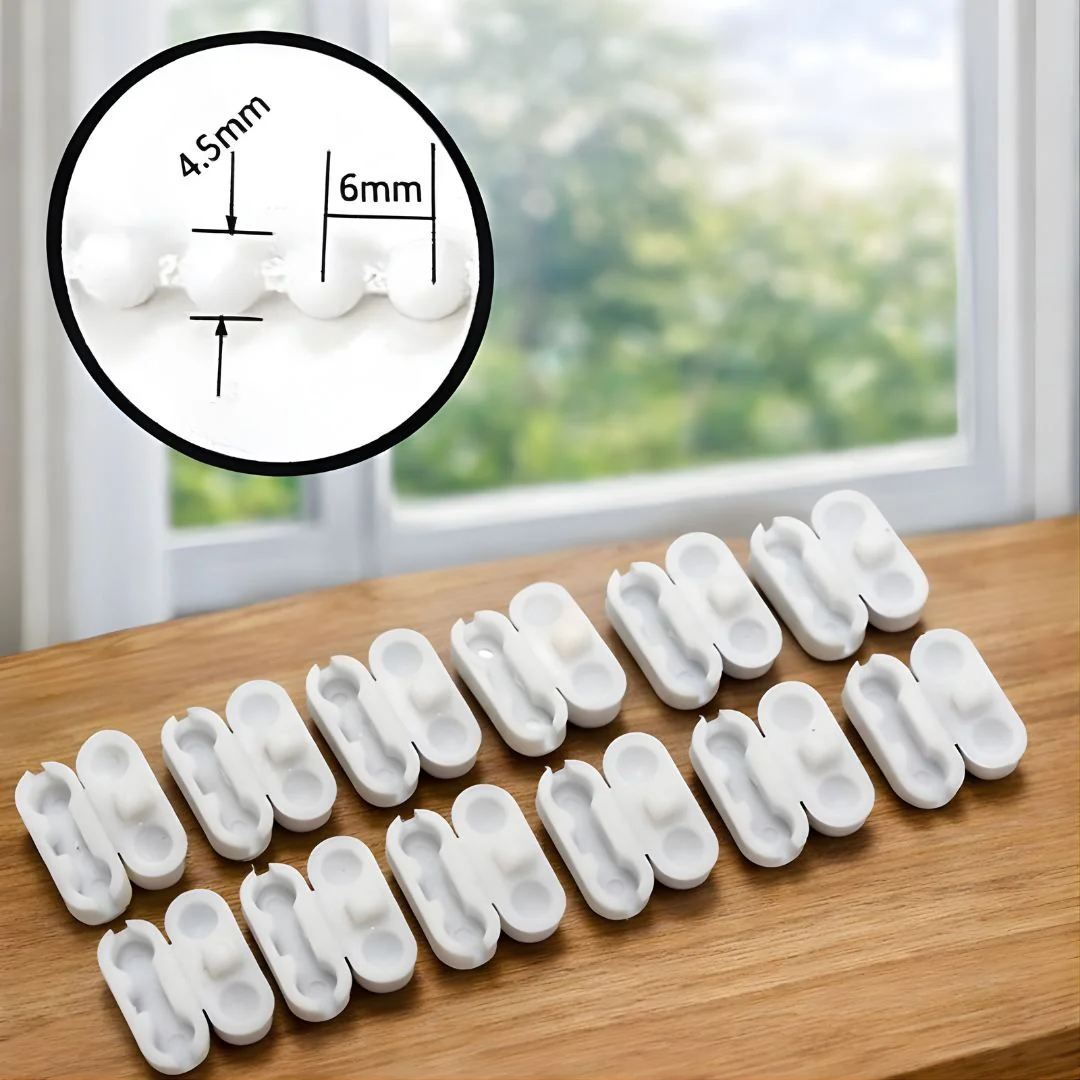 Cadena De Cuencas Para Persianas Enrollables (10 Metros Y 10 Conectores). Repuesto Universal Blanco Para Cortinas Rollers. - Image 3