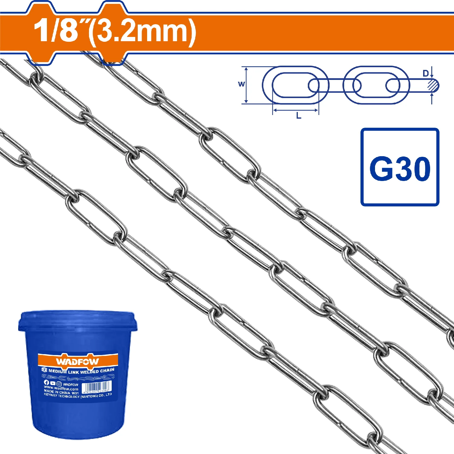 Cadena Soldada Grado 30 1/8" Longitud:125M - Image 2