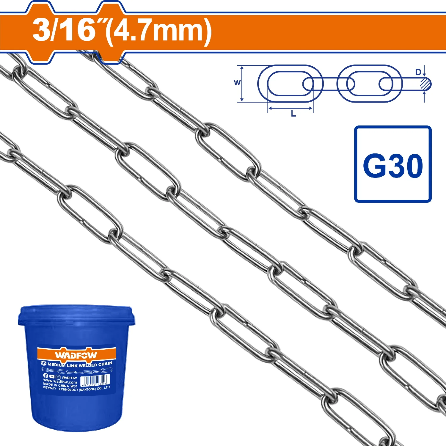 Cadena Soldada Grado 30  3/16" Longitud:50M - Image 2
