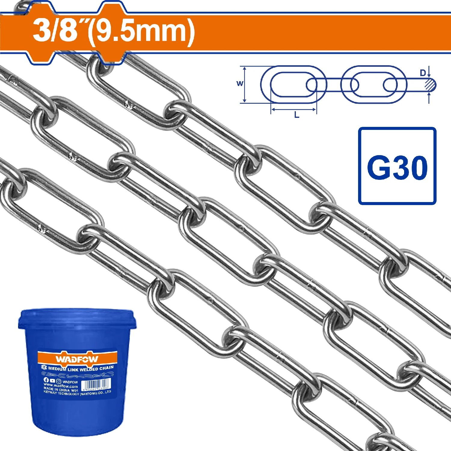 Cadena Soldada Grado 30 3/8" Longitud:13M - Image 2
