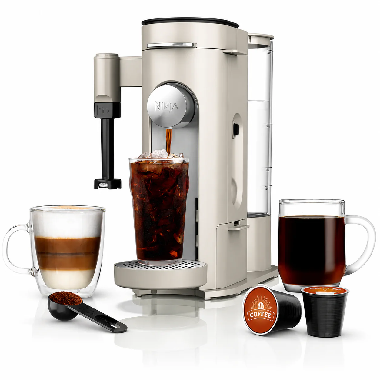 Cafetera Ninja Pods & Grounds Specialty De 1 Taza. Cafetera Eléctrica Para Cápsulas Y Café Molido Con Espumador Integrado 1500W.