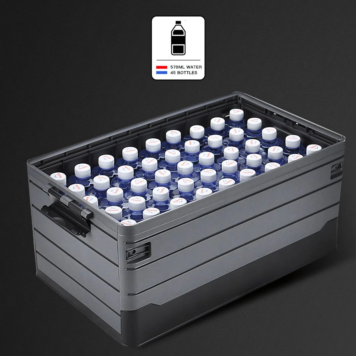 Caja De Almacenamiento Plegable 60L Con Tapa Plana. 59X36x29 Cm. Contenedor Organizador. Caja Plástica Multiusos. - Image 2