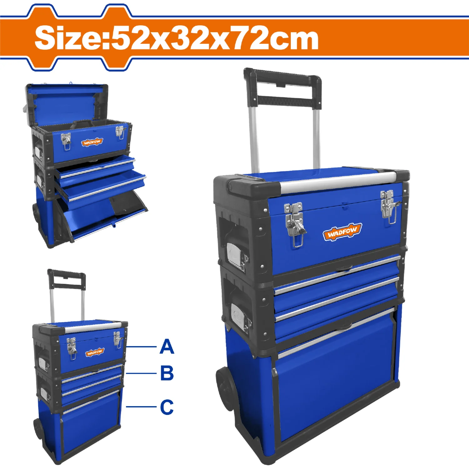 Caja De Herramientas De Servicio Mecánico Para Taller Estilo Carrito Trolley Con Mango. Tamaño Total: 520X320x720mm 3 Bandejas - Image 2