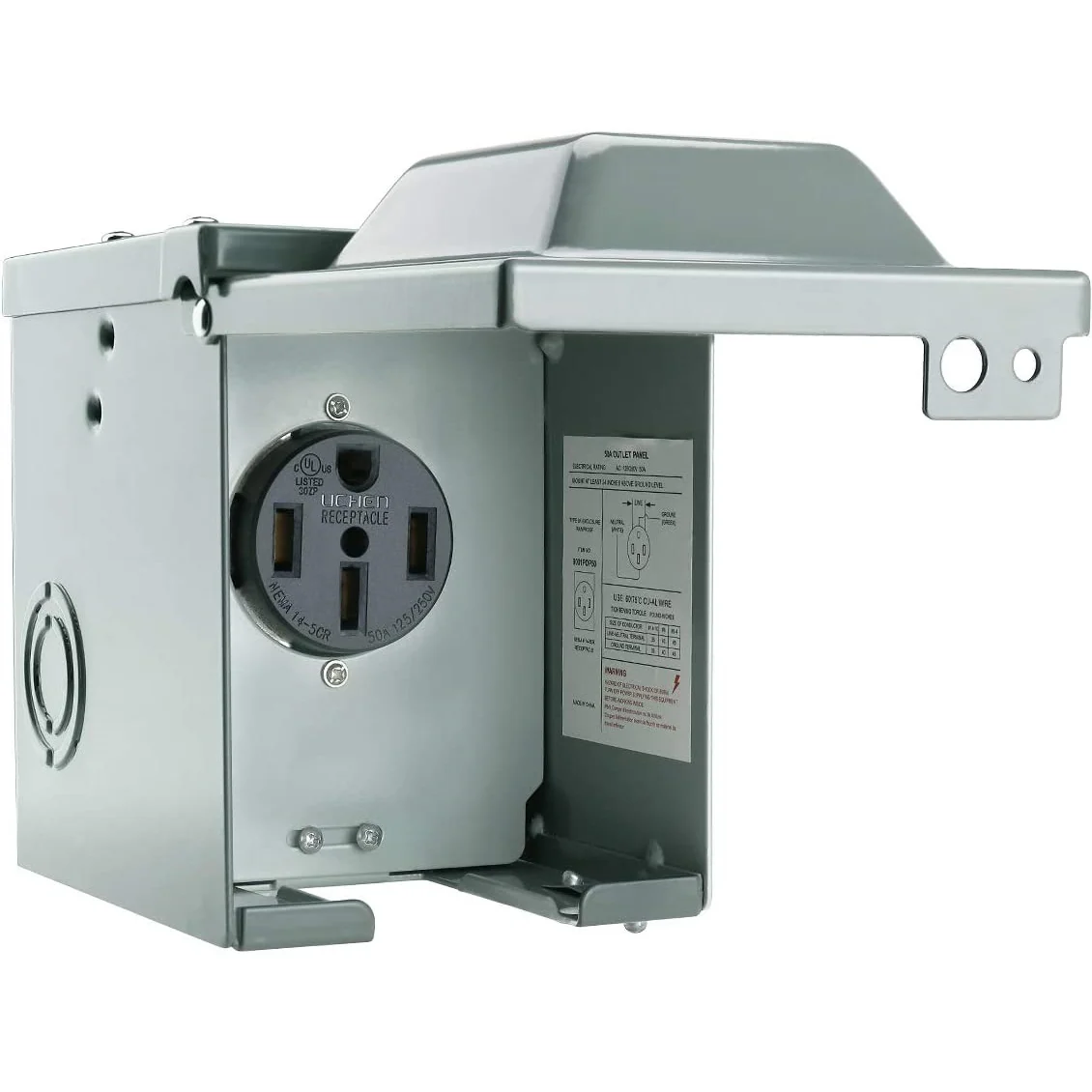 Caja Tomacorriente NEMA 14-50R 50 Amperios, 125/250V, Con Tapa Para Exteriores Para Autos Eléctricos - Image 3