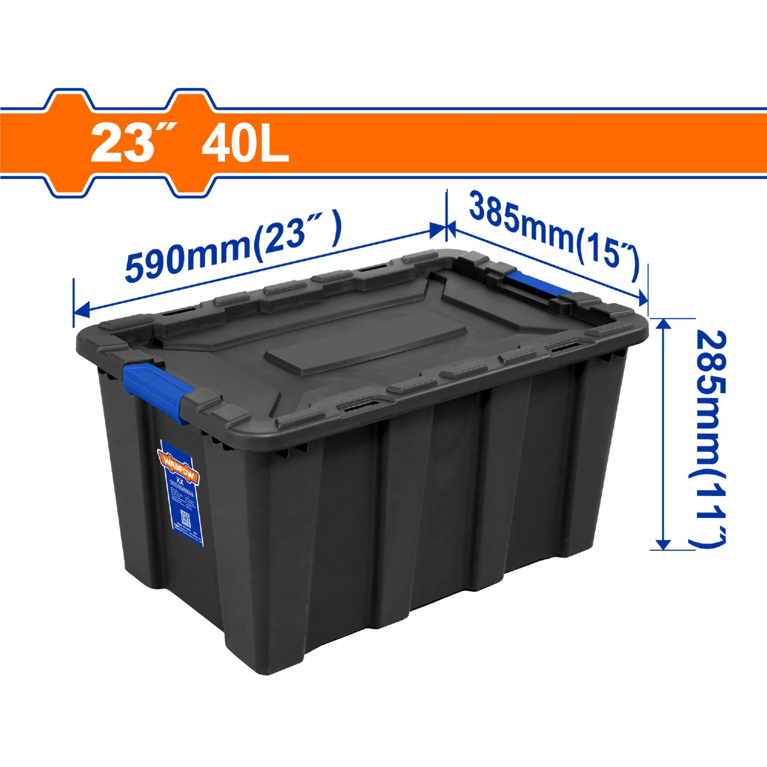 Caja Plastica Contenedor De Almacenamiento Plástico 40L. 590X385x285mm. Hebilla De Plástico. 1500G Negra - Image 2