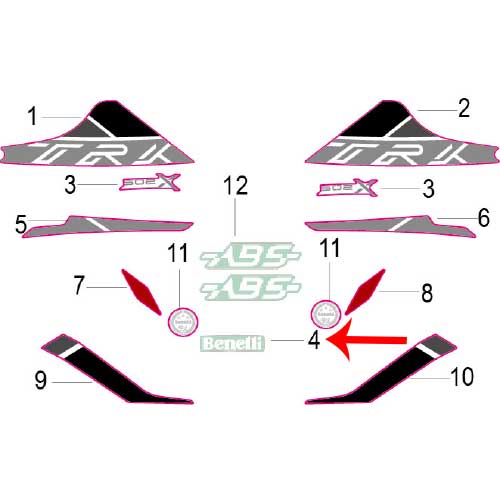 Calcomania Benelli Blanco (TRK502X) - Image 2