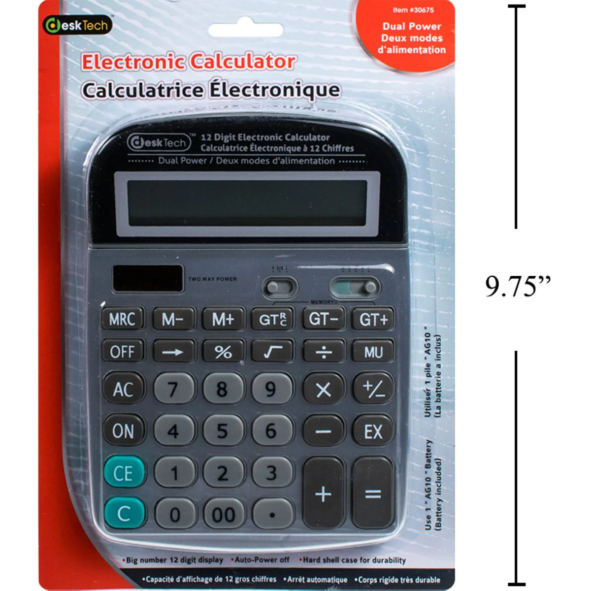 Calculadora Desk Tech De 12 Dígitos Con Batería, Alimentación Dual - Image 5