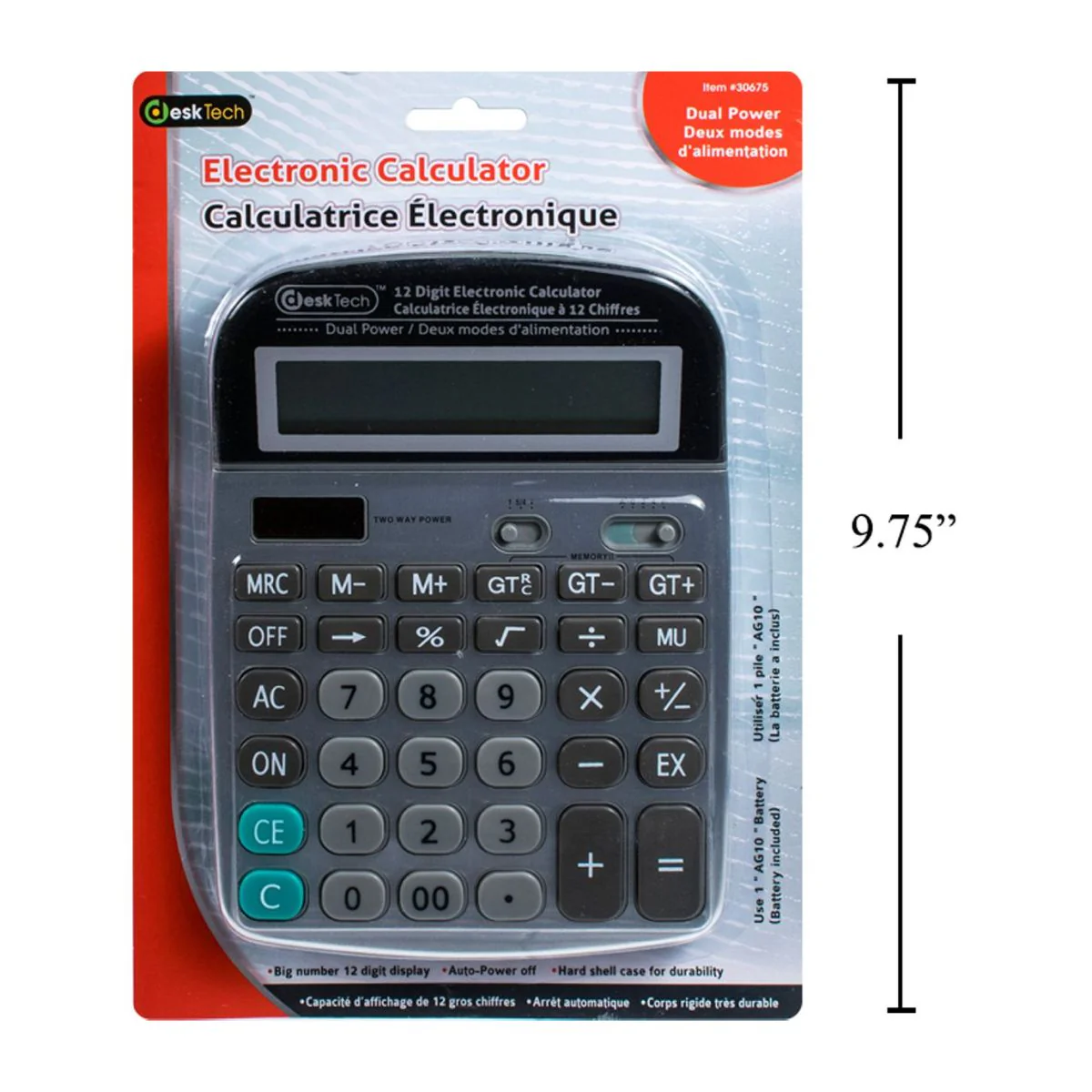 Calculadora Desk Tech De 12 Dígitos Con Batería, Alimentación Dual - Image 6
