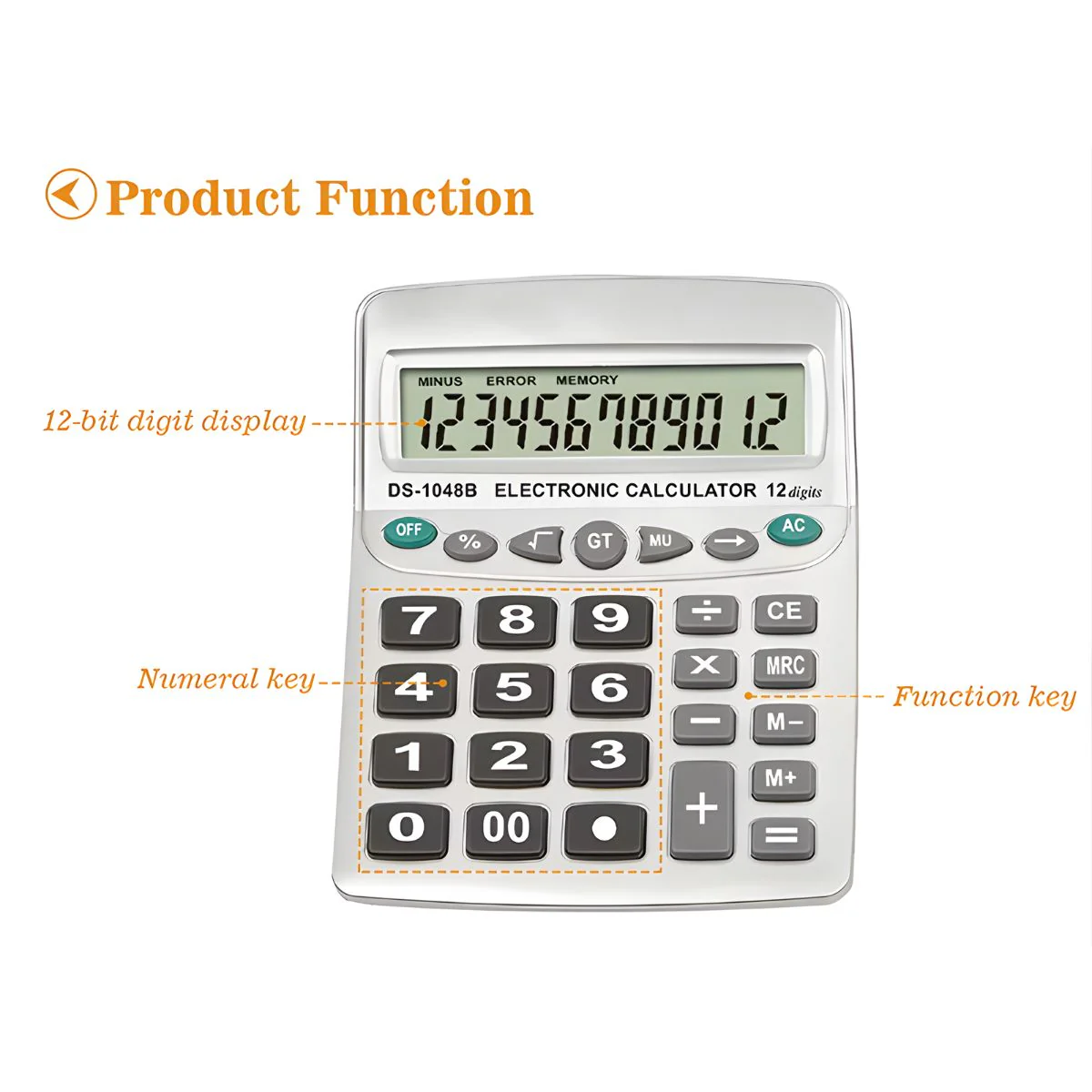 Calculadora Electrónica Con Pantalla De 12 Dígitos Y Teclas Grandes. Base Antideslizante. - Image 3