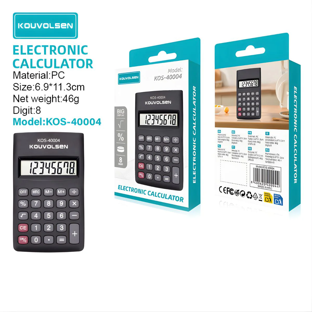 Calculadora Electrónica De 8 Dígitos Con Pantalla Grande (6.9X11.3Cm). Ideal Para Oficina, Escuela Y Hogar. - Image 2