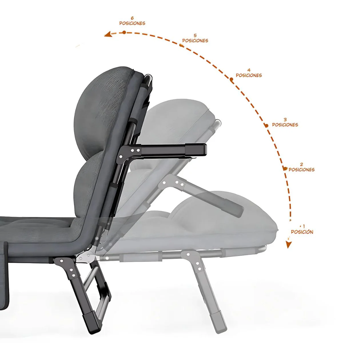 Cama Auxiliar Plegable Catre Portátil. Silla Reclinable Convertible En Cama. Catre Con Respaldo Ajustable.  66*190Cm - Image 4
