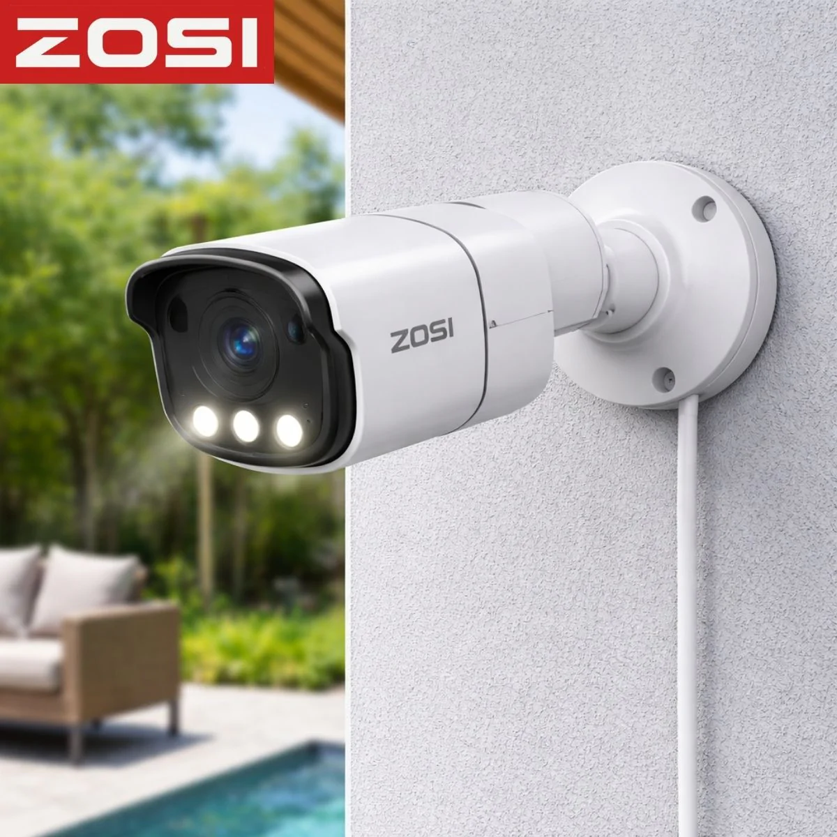 Cámara De Seguridad IP Poe 8MP 4K Exterior Color Nocturno 30M Y Lente 4Mm F1.0 Con Detección Humana Y Vehicular, Audio Bidireccional IP66